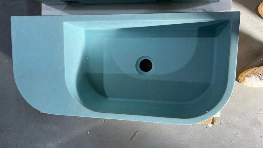 Mito 650mm Matte Teal Concrete Wall Hung Vessel Basin - No Tap/Faucet Mount - SuperSaverAU - view 1