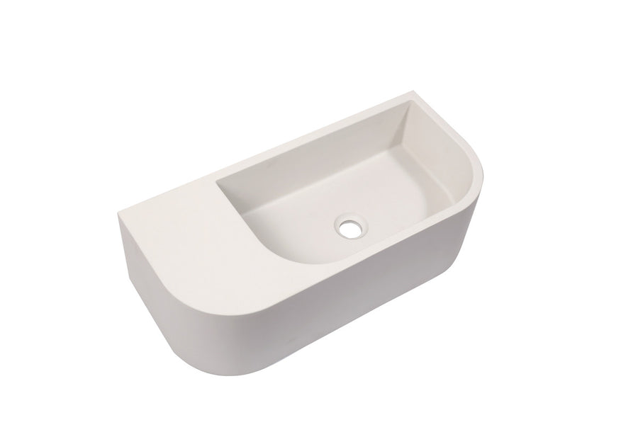 Mito Concrete Basin Wall Hung Matte White 650mm - SuperSaverAU - view 1