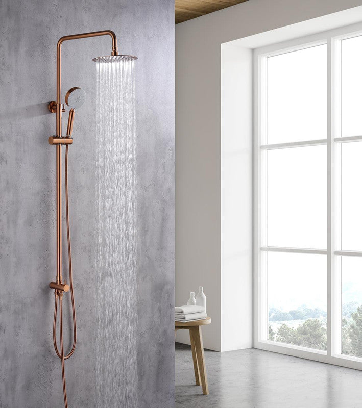 Brushed Rose Gold Copper Shower Set 200mm Stainless Steel with Diverter - SuperSaverAU - view 4