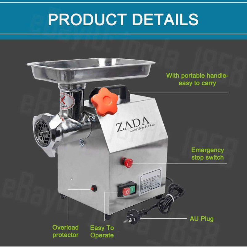 1.63HP Commercial Meat Mincer- Electric Grinder & Sausage Maker Filler 1200W - SuperSaverAU - view 4