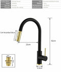 Brushed Gold & Matte Black Pull-out Spray Kitchen Mixer Tap 420mm - SuperSaverAU - view 1