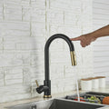 Brushed Gold & Matte Black Pull-out Spray Kitchen Mixer Tap 420mm - SuperSaverAU - view 3