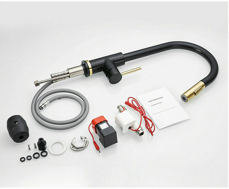 Brushed Gold & Matte Black Pull-out Spray Kitchen Mixer Tap 420mm - SuperSaverAU - view 7