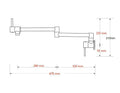 Brushed Gold Kitchen Tap Wall Mounted Pot Filler 650mm with Half Inch Connection - SuperSaverAU - view 2
