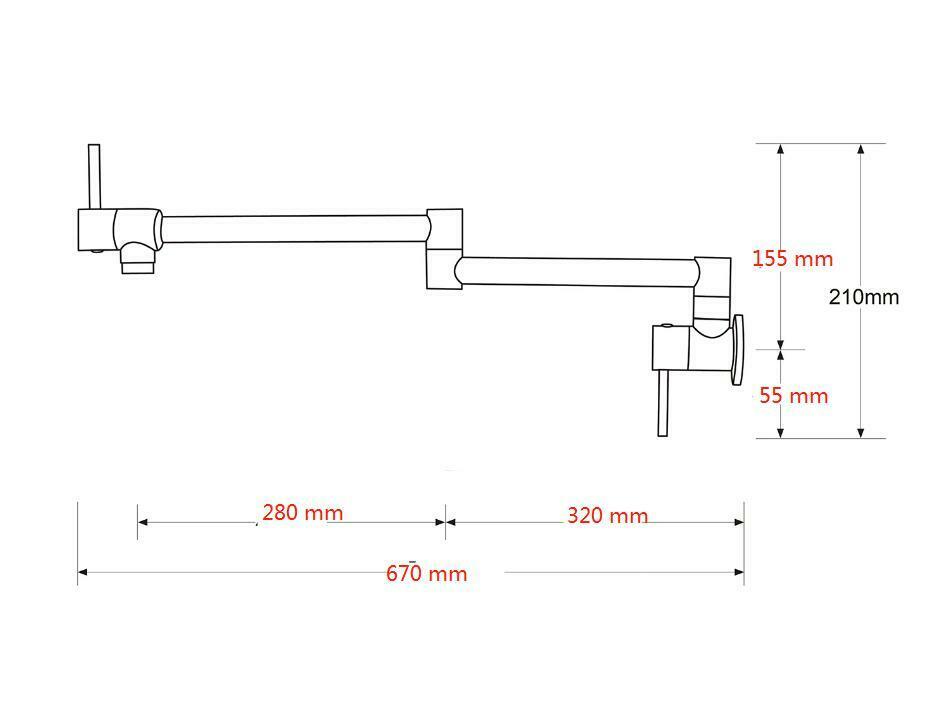 Brushed Gold Kitchen Tap Wall Mounted Pot Filler 650mm with Half Inch Connection - SuperSaverAU - view 2