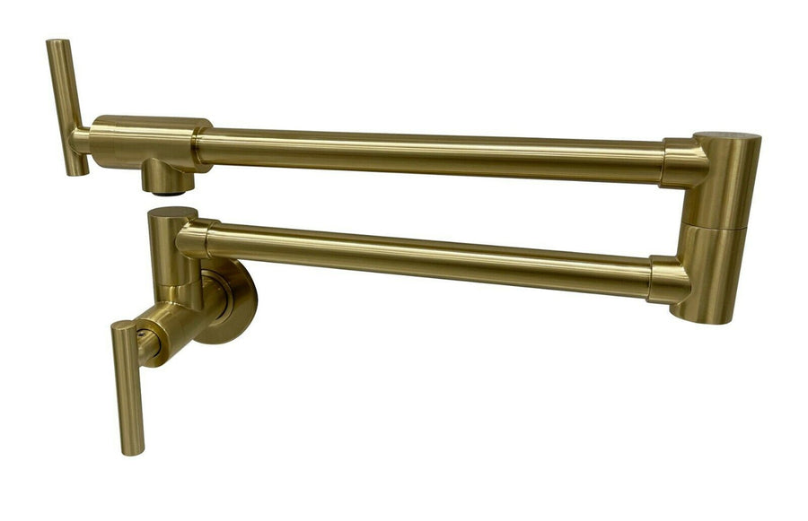 Brushed Gold Kitchen Tap Wall Mounted Pot Filler 650mm with Half Inch Connection - SuperSaverAU - view 1