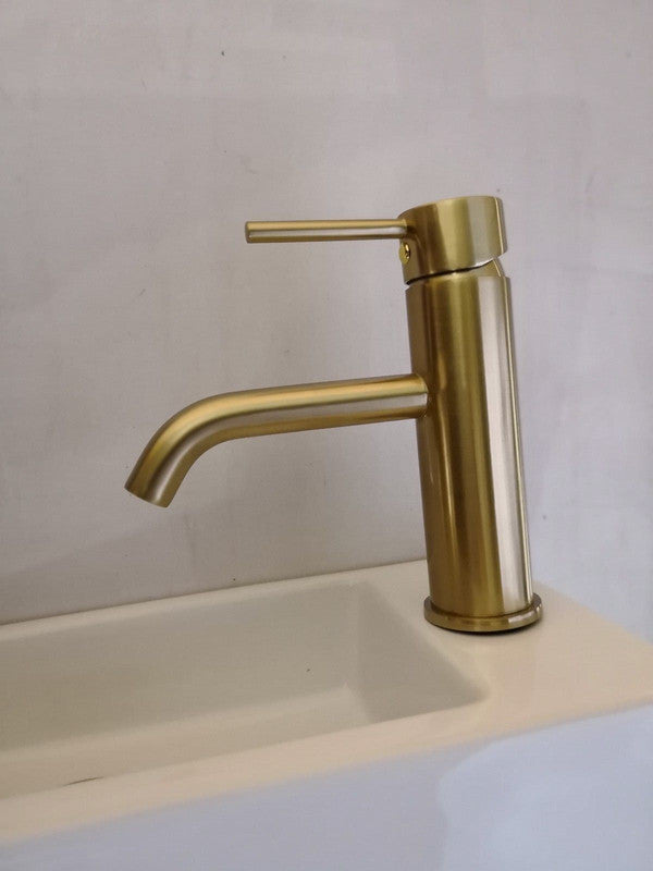 Burnished Brass Gold Round Classic Basin Mixer Tap 7 Year Warranty - SuperSaverAU - view 3