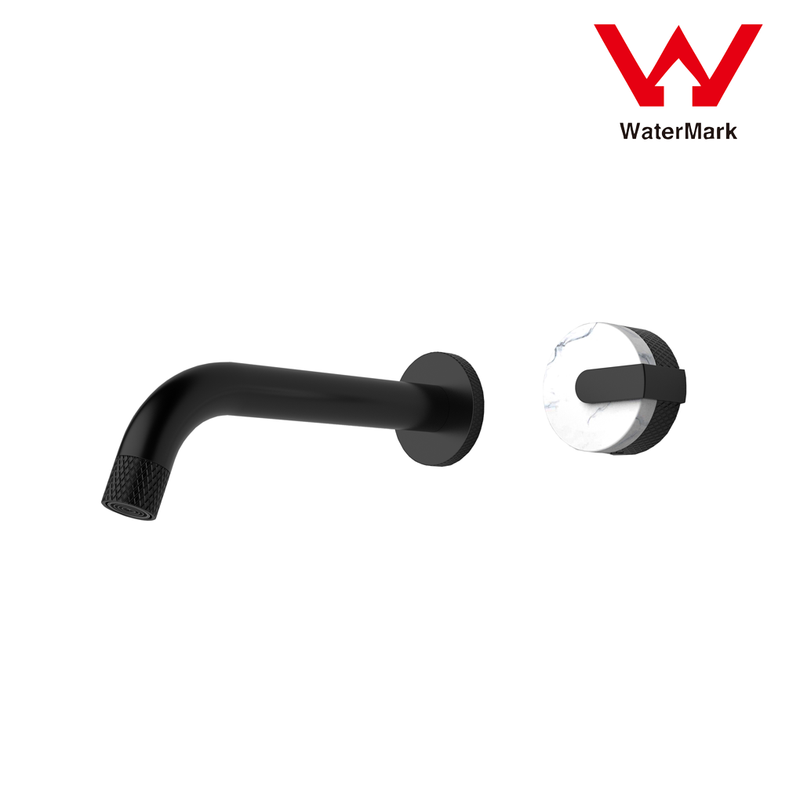 V549 Marble 200mm Matte Black Wall Taps 1/4 Turn with Ceramic Cartridge - SuperSaverAU - view 1