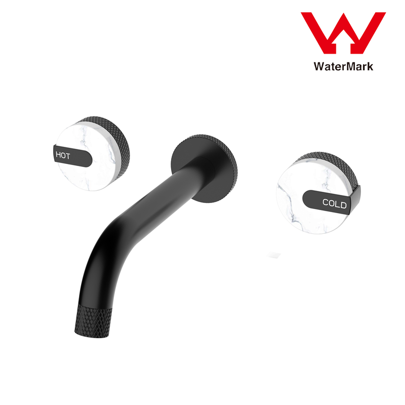 V549 Marble 200mm Matte Black Wall Taps 1/4 Turn with Ceramic Cartridge - SuperSaverAU - view 4
