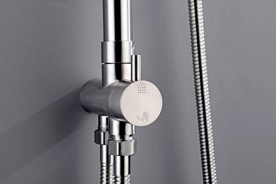 Brushed Nickel Shower Set 200 mm Solid Stainless Steel 304 with Diverter - SuperSaverAU - view 1