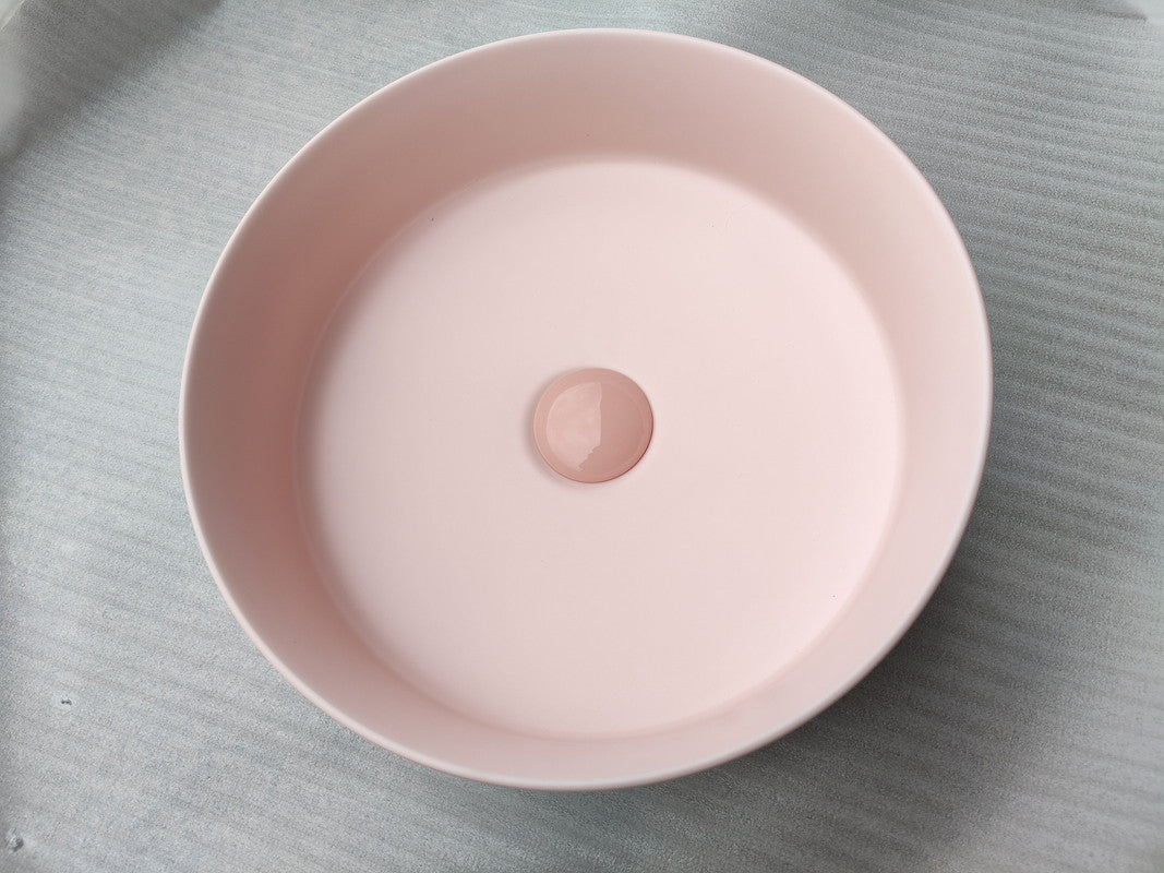 Matte Pink Round Porcelain Sink - 360 mm Counter Basin - SuperSaverAU - view 6