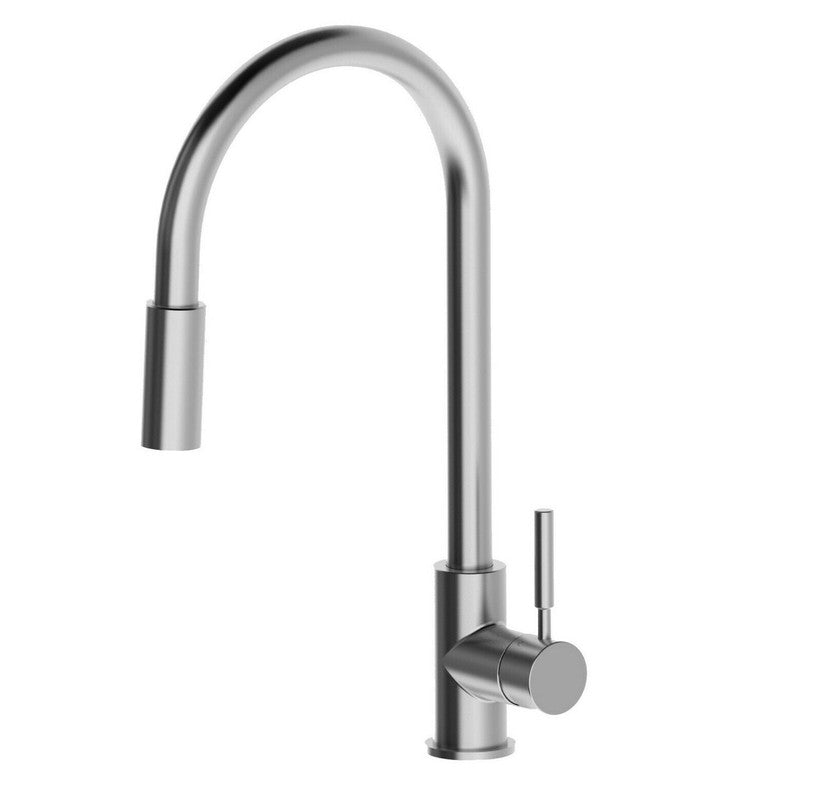 Brushed Nickel Pull-Out Spray Kitchen Mixer Tap - Stainless Steel 304, WELS 5 Star - SuperSaverAU - view 1