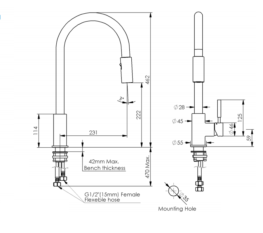 Brushed Nickel Pull-Out Spray Kitchen Mixer Tap - Stainless Steel 304, WELS 5 Star - SuperSaverAU - view 2