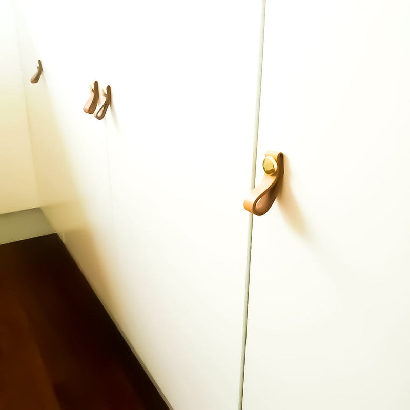 Genuine Leather Cabinet Pulls - Handmade Drawer Handle - SuperSaverAU - view 1