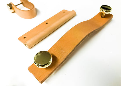Genuine Leather Cabinet Pulls - Handmade Drawer Handle
