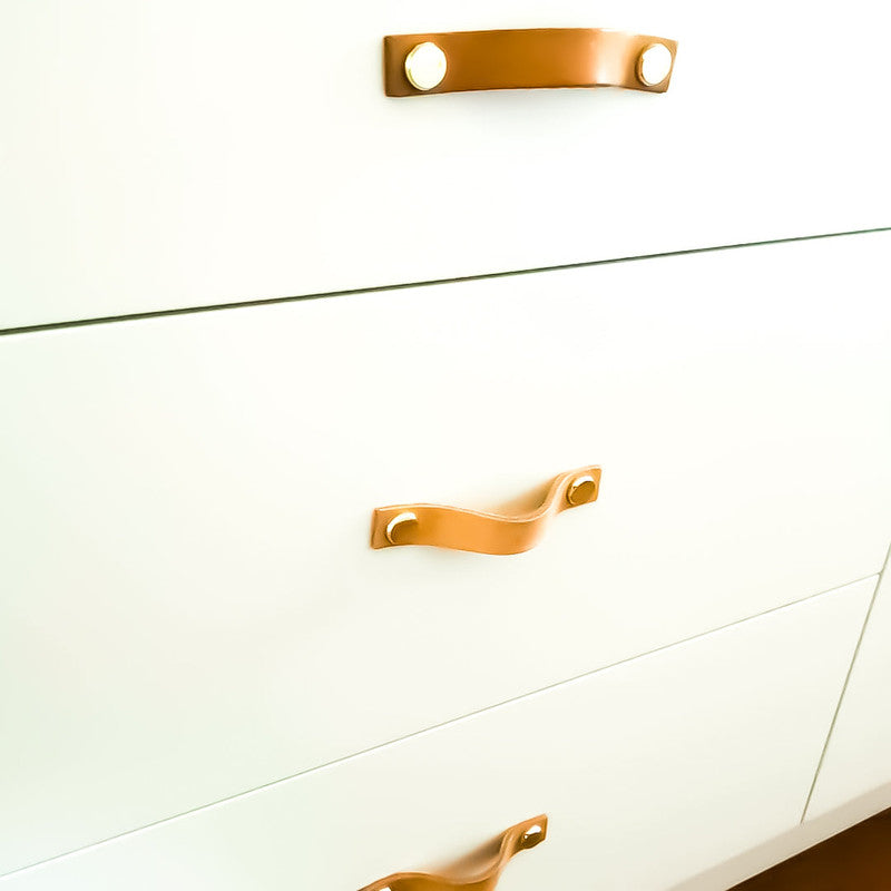 Genuine Leather Cabinet Pulls - Handmade Drawer Handle