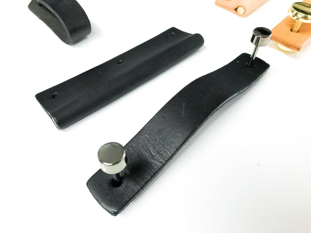 Genuine Leather Cabinet Pulls - Handmade Drawer Handle