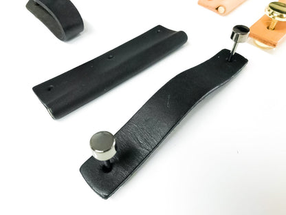 Genuine Leather Cabinet Pulls - Handmade Drawer Handle