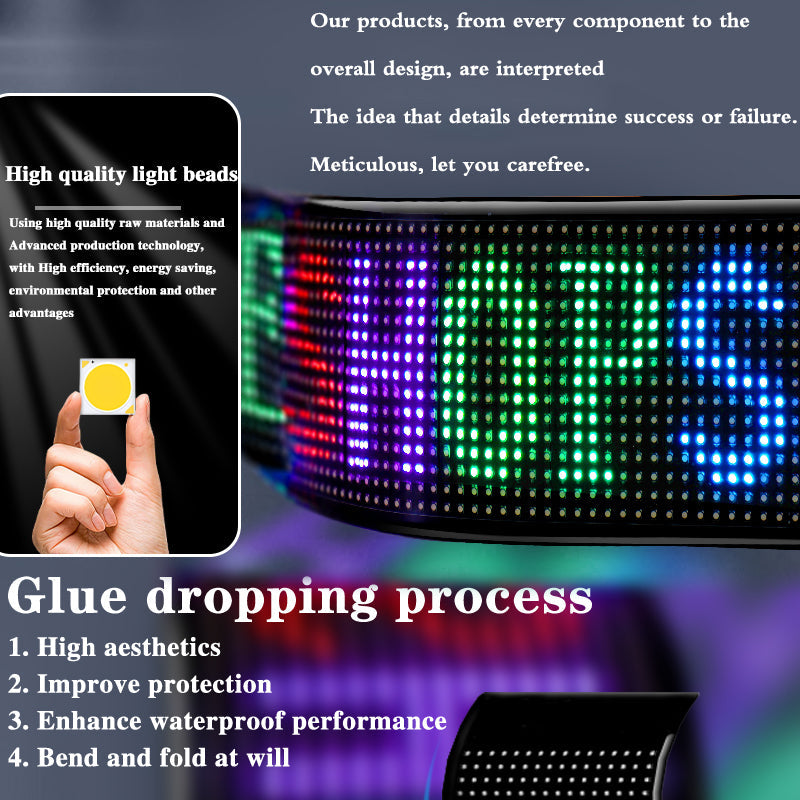 Programmable LED Matrix Panel Flexible Screen IP65 with APP Control 120*595mm