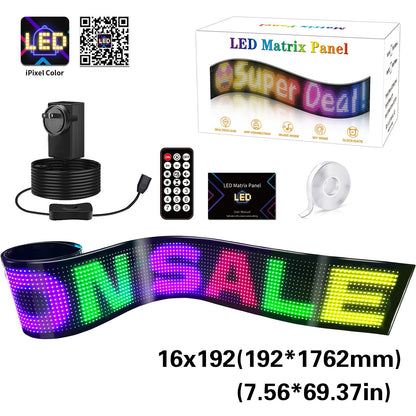 Programmable LED Matrix Panel Flexible Screen IP65 with APP Control 192*1762mm