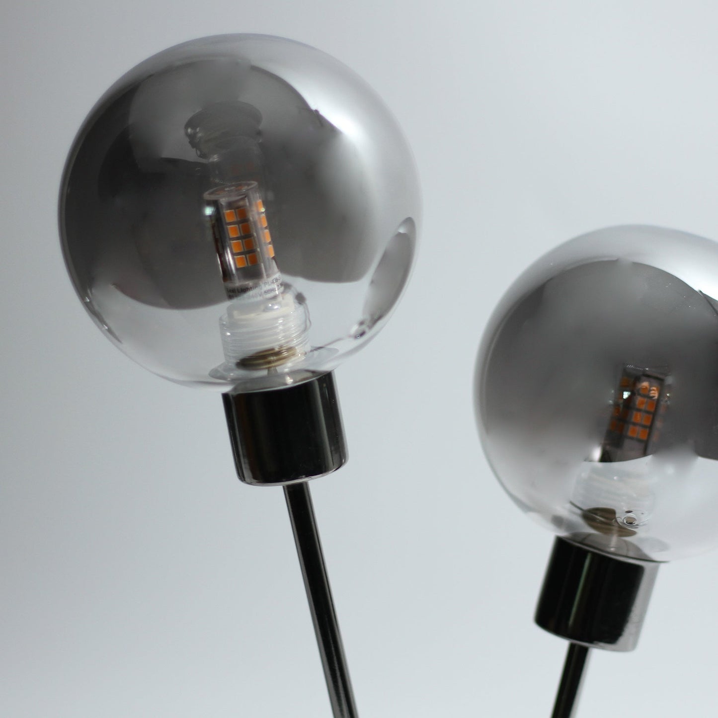 Grette Table Lamp - Black Chrome, H 39cm x L 12cm x W 28cm, G9 2x3.3W, Smoked Glass