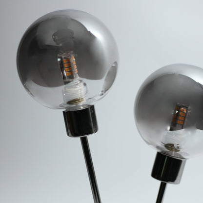 Grette Table Lamp - Black Chrome, H 39cm x L 12cm x W 28cm, G9 2x3.3W, Smoked Glass