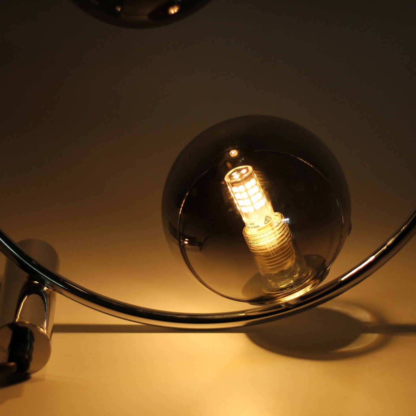 Larique Table Lamp - Chrome, 30cm x 30cm x 12.5cm, G9, 2700K Warm Glow