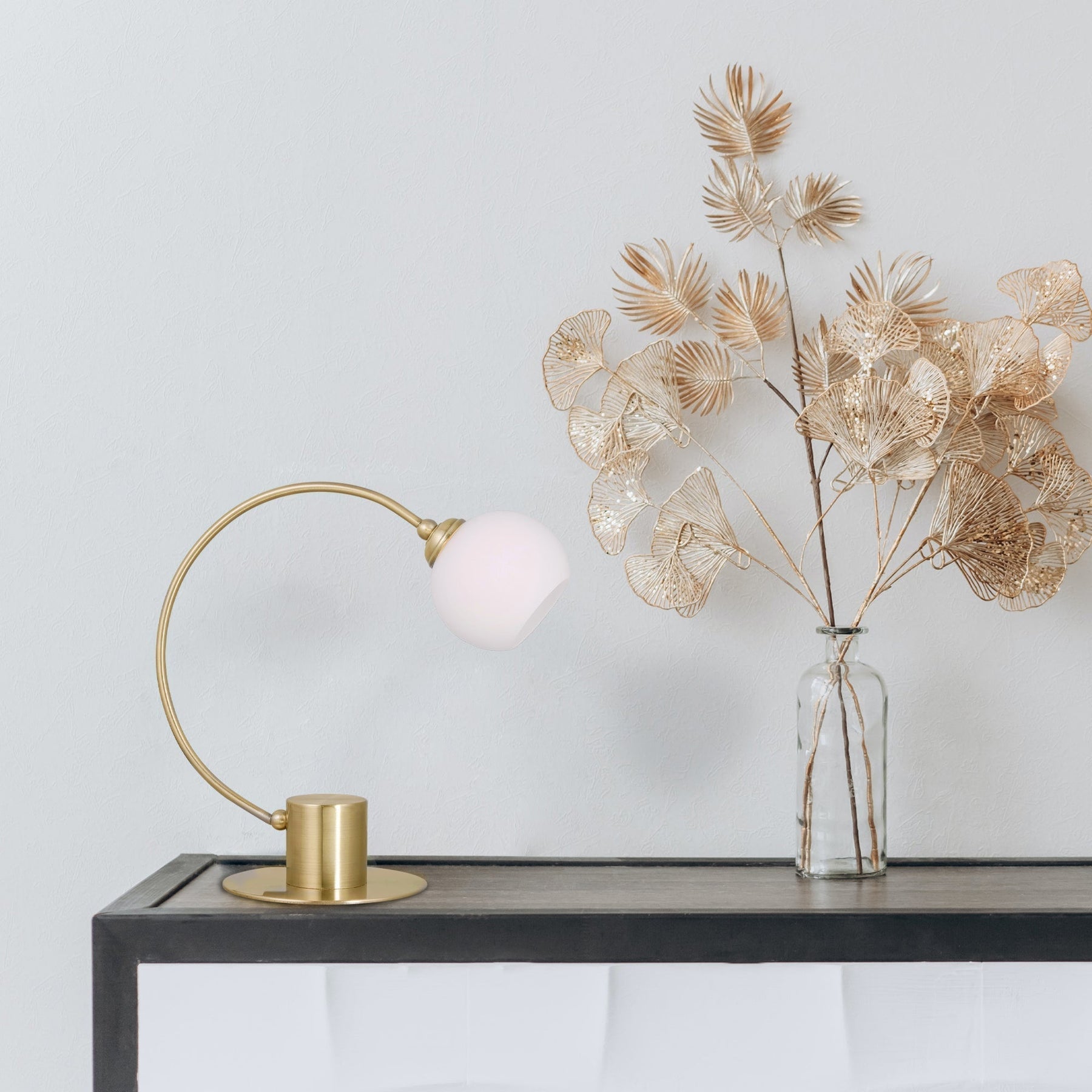 Lexi Lighting Penelope Touch Table Lamp with Glass Shade - Antique Brass