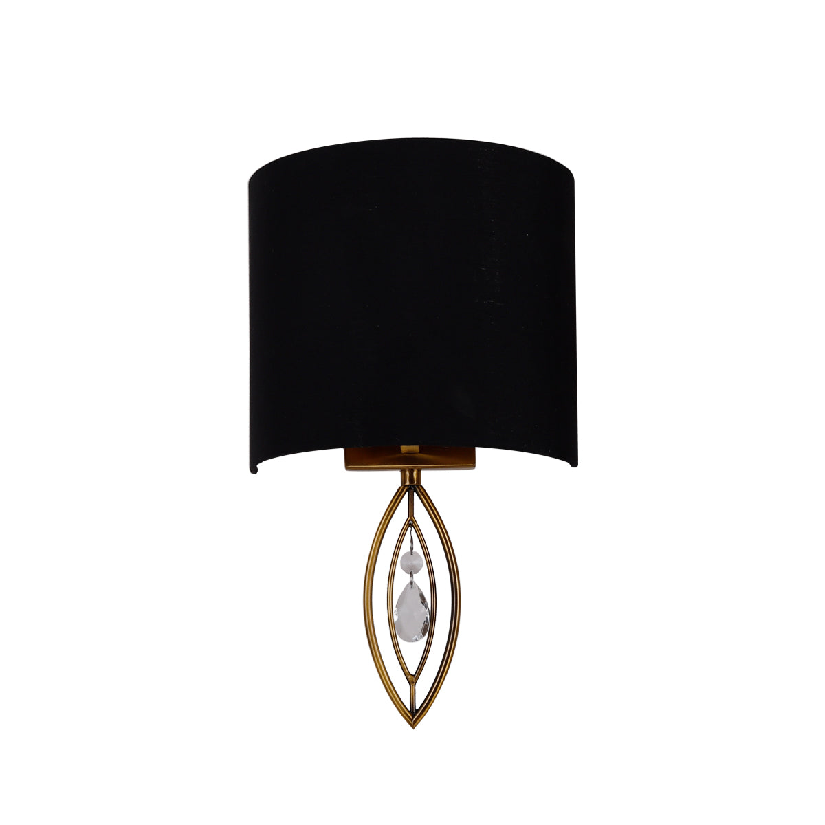 Lexi Lighting Greta Wall Light with Fabric Linen Shade - Black & Brass