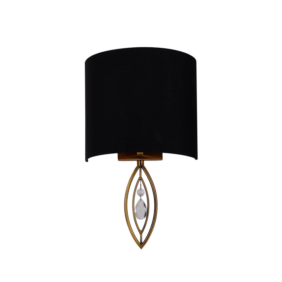 Lexi Lighting Greta Wall Light with Fabric Linen Shade - Black & Brass