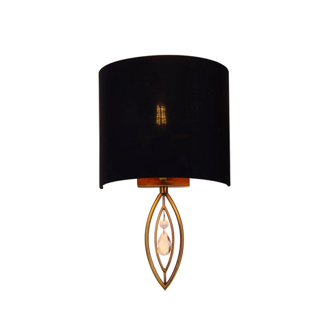 Lexi Lighting Greta Wall Light with Fabric Linen Shade - Black & Brass