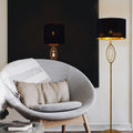 Lexi Lighting Greta Wall Light with Fabric Linen Shade - Black & Brass