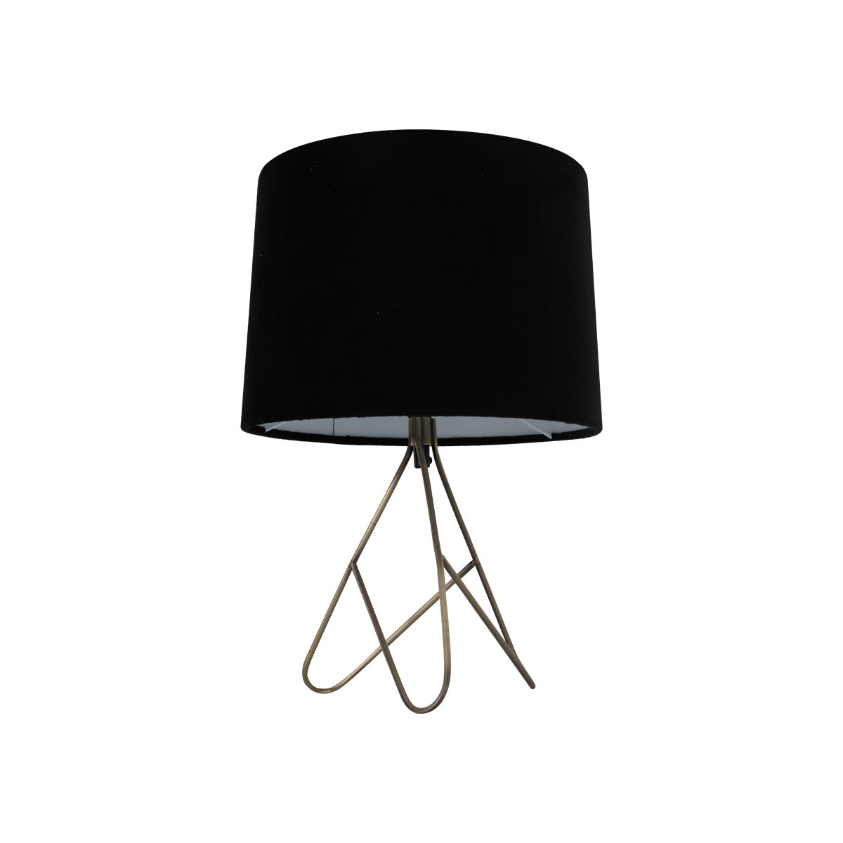 Belira Table Lamp - Antique Brass, H 39cm x L 27cm x W 27cm, Metal Base, Velvet Shade