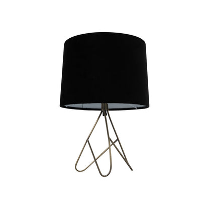 Belira Table Lamp - Antique Brass, H 39cm x L 27cm x W 27cm, Metal Base, Velvet Shade