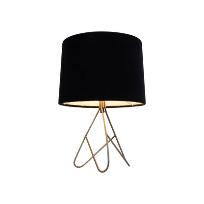 Belira Table Lamp - Antique Brass, H 39cm x L 27cm x W 27cm, Metal Base, Velvet Shade