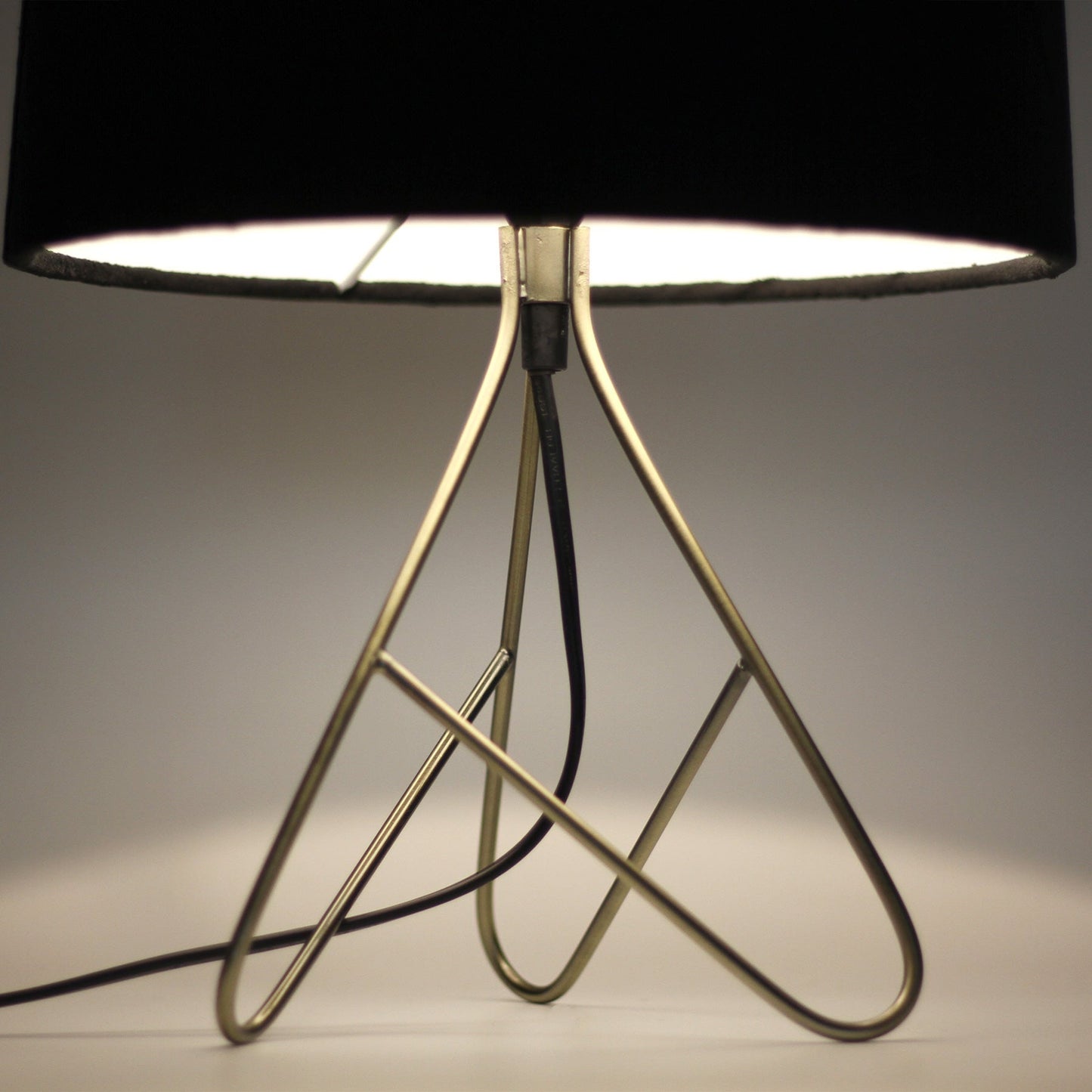 Belira Table Lamp - Antique Brass, H 39cm x L 27cm x W 27cm, Metal Base, Velvet Shade