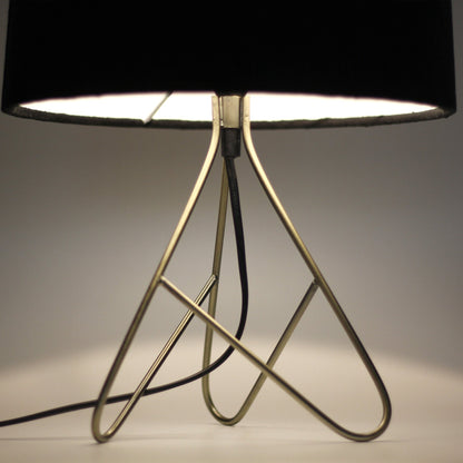 Belira Table Lamp - Antique Brass, H 39cm x L 27cm x W 27cm, Metal Base, Velvet Shade