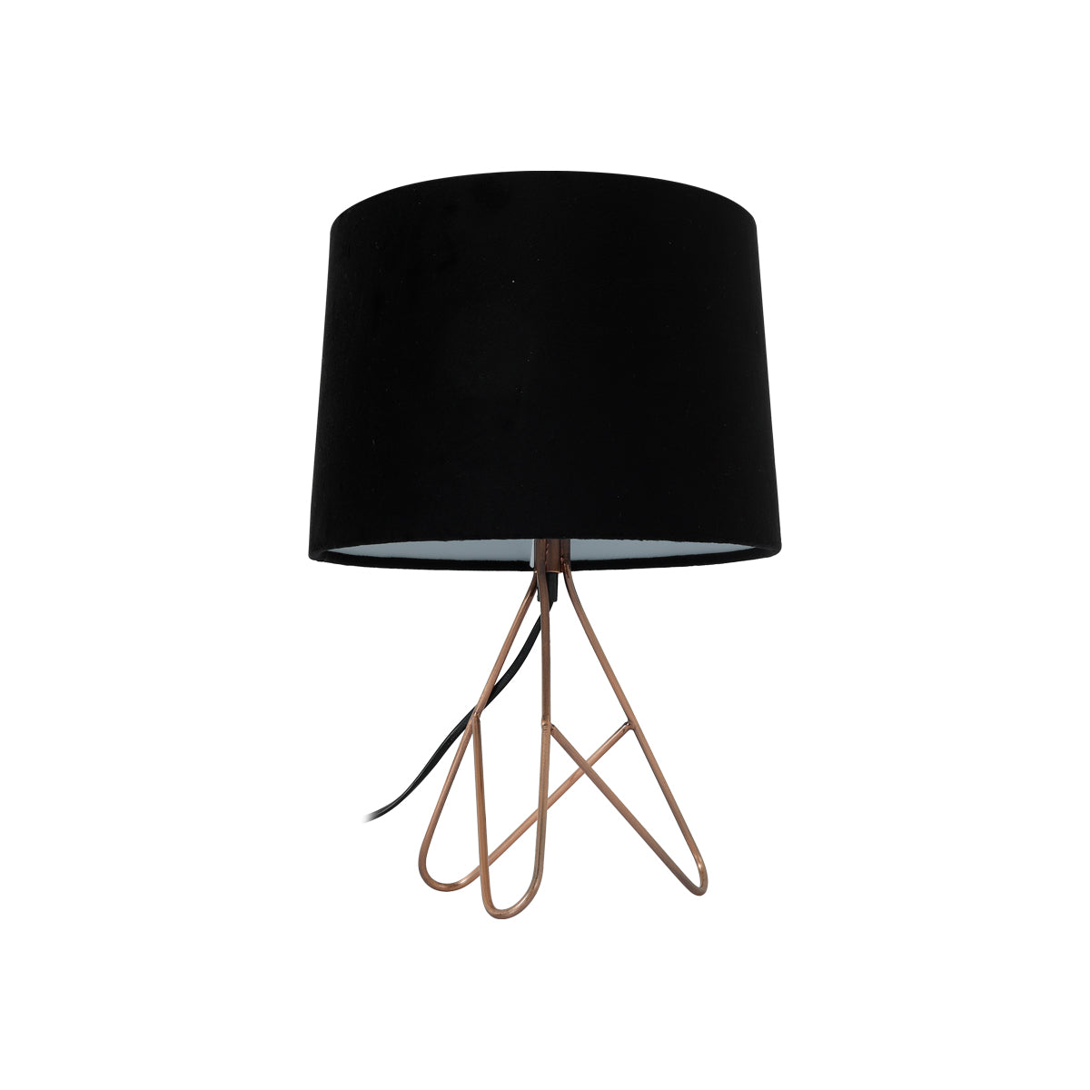 Belira Table Lamp - Copper Base, Black Shade, H 39cm x L 27cm x W 27cm