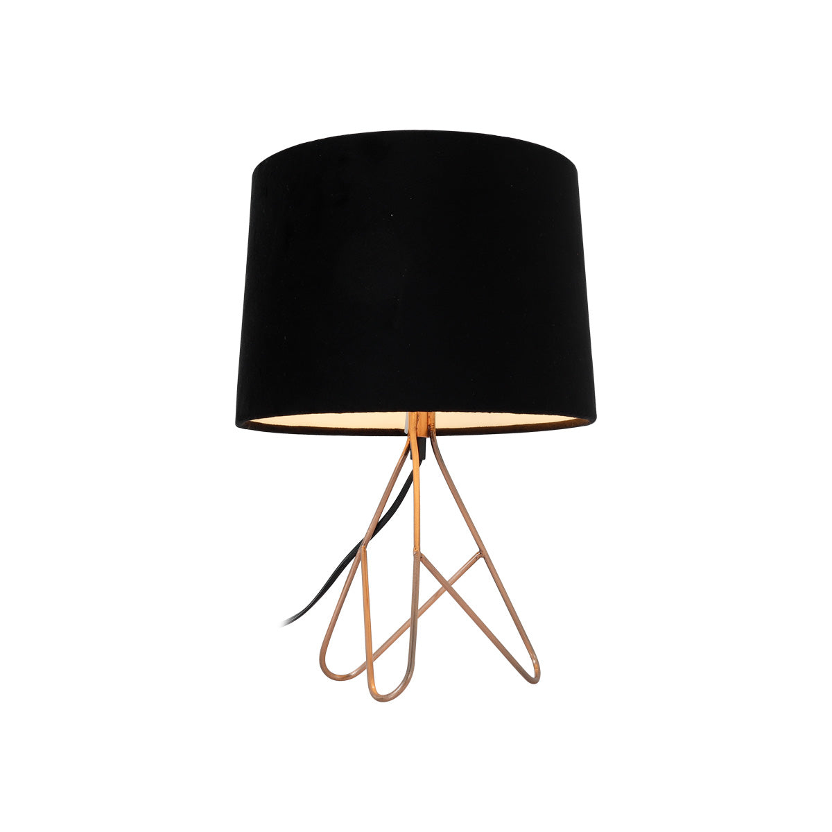 Belira Table Lamp - Copper Base, Black Shade, H 39cm x L 27cm x W 27cm