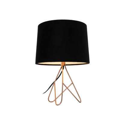 Belira Table Lamp - Copper Base, Black Shade, H 39cm x L 27cm x W 27cm