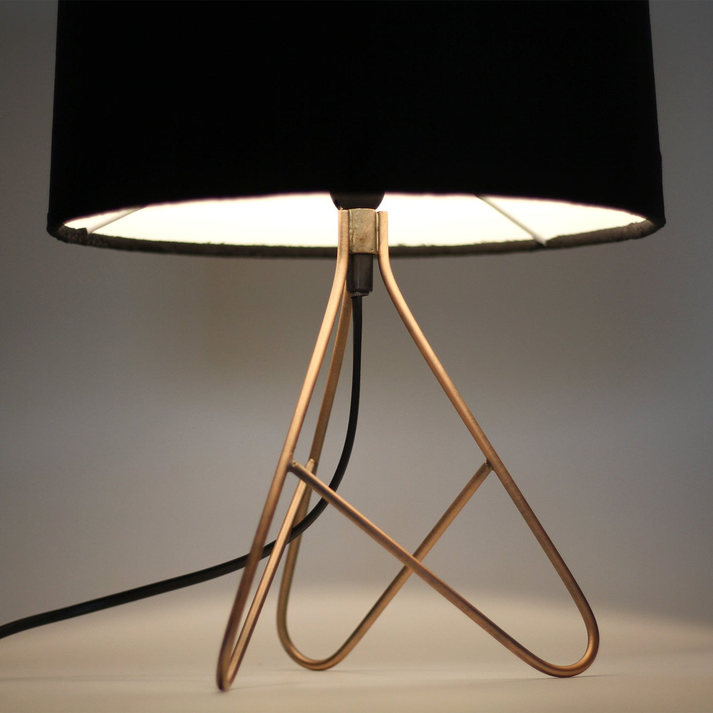Belira Table Lamp - Copper Base, Black Shade, H 39cm x L 27cm x W 27cm