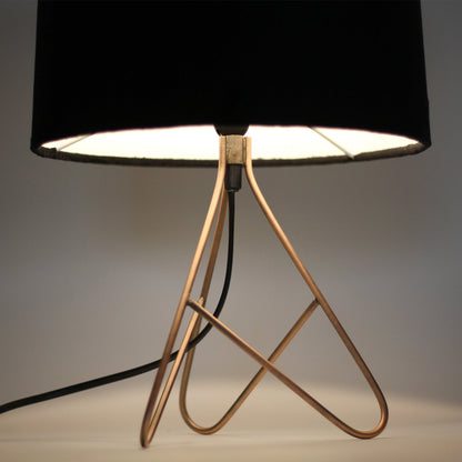Belira Table Lamp - Copper Base, Black Shade, H 39cm x L 27cm x W 27cm