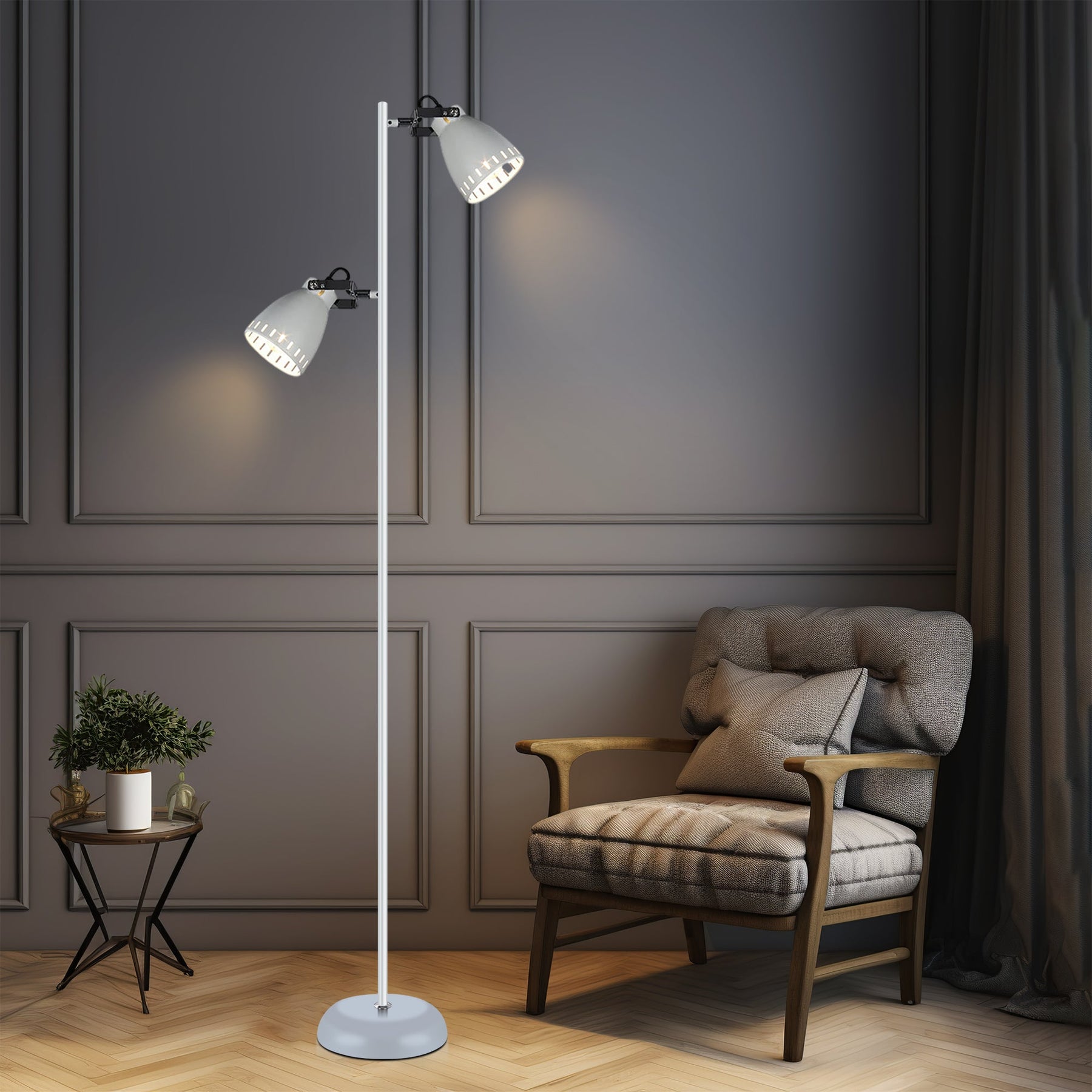 Audrey Floor Lamp - White, 1580mm Tall, Adjustable Dual Light, Metal - SuperSaverAU - view 6
