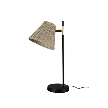 Yvette Rattan Table Lamp - Black, Natural Rattan, H 470mm, E27 Fitting