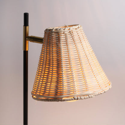 Yvette Rattan Table Lamp - Black, Natural Rattan, H 470mm, E27 Fitting