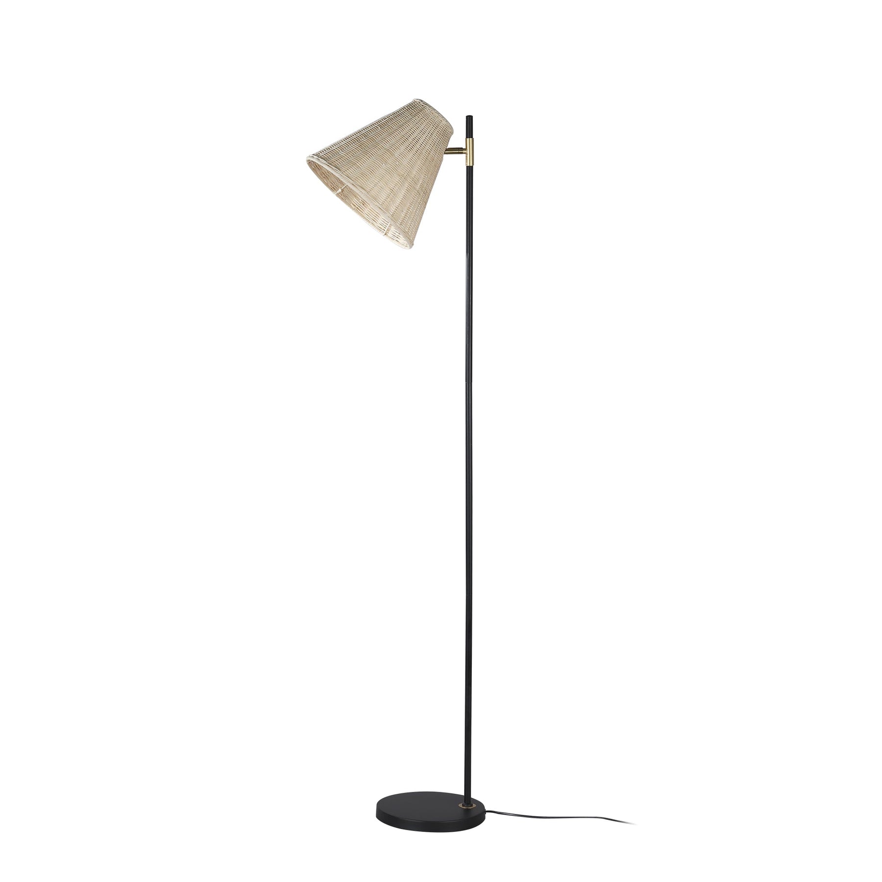 Yvette Rattan Floor Lamp, Black Natural Rattan, H1590mm, E27, 60W Max - SuperSaverAU - view 1