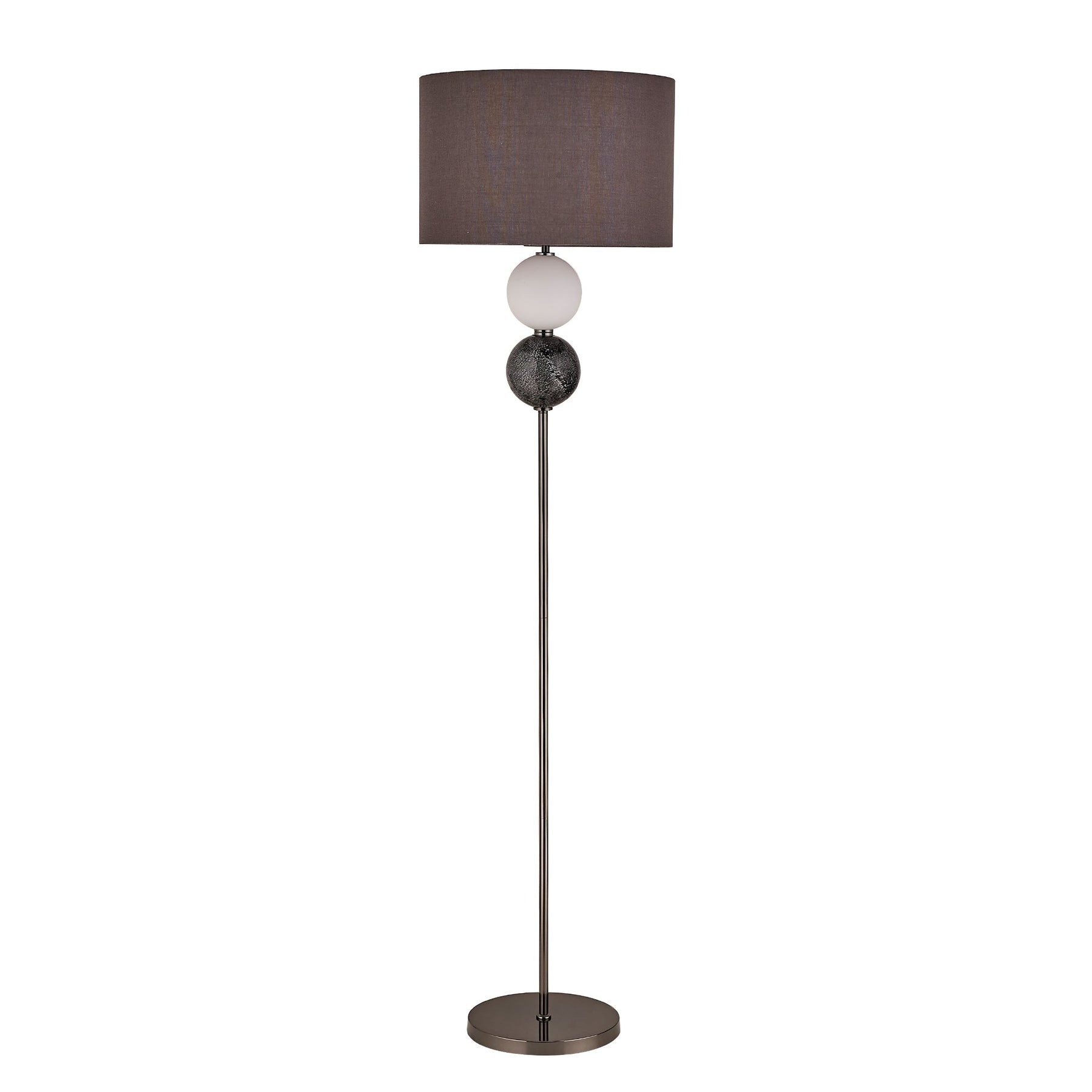 Murano Floor Lamp – Pewter Glass Orbs with Fabric Shade, E27