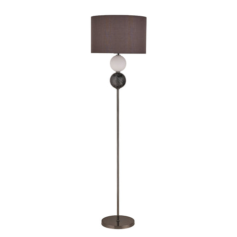 Murano Floor Lamp – Pewter Glass Orbs with Fabric Shade, E27