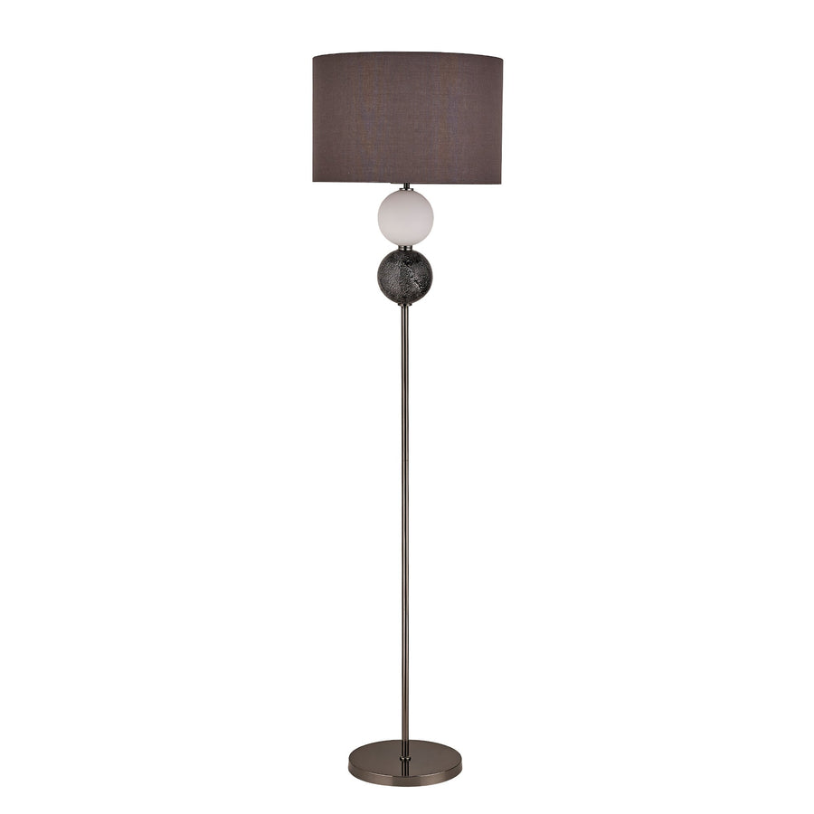 Murano Floor Lamp – Pewter Glass Orbs with Fabric Shade, E27