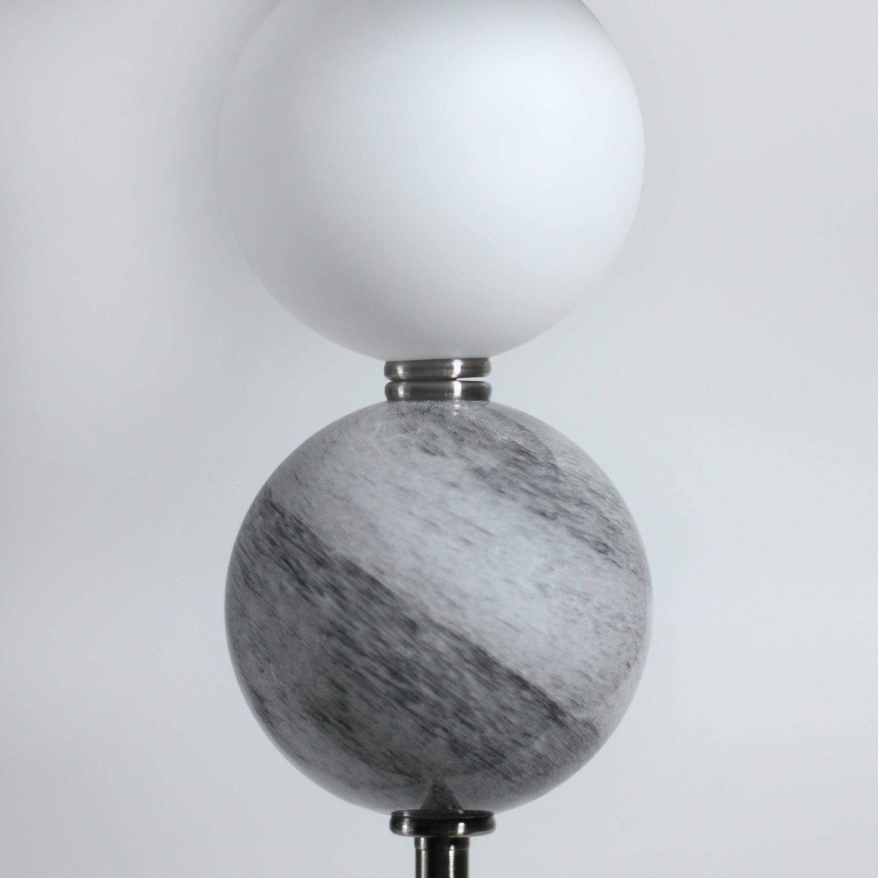 Murano Floor Lamp – Pewter Glass Orbs with Fabric Shade, E27